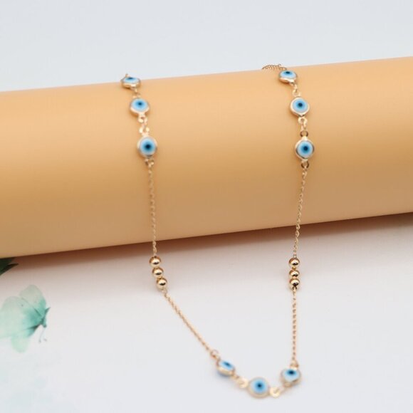 "Rose Gold Evil Eye Necklace with Chain, XPNL0119 - Picture 1 of 12